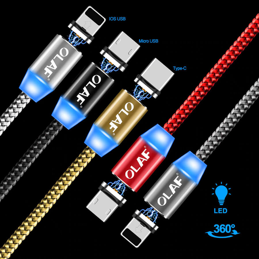 USB töltőkábel cserélhető mágneses fejjel OLAF LED 