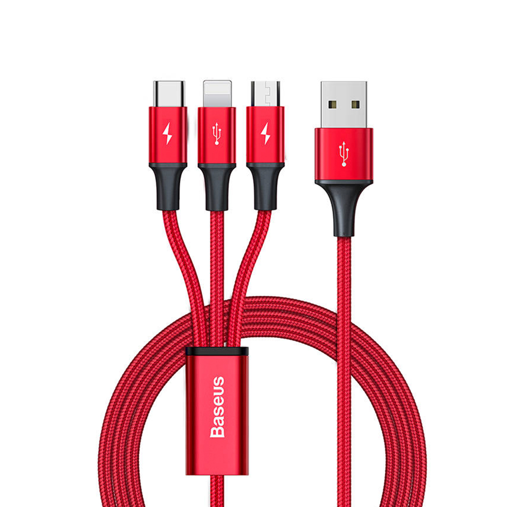 Baseus Rapid Series 3-in-1 cable USB-C For M+L+T 1.2m ( piros )