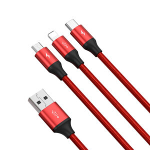 Baseus Rapid Series 3-in-1 cable USB-C For M+L+T 1.2m ( piros )